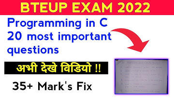 20 Most Important Questions | Programming in C | Polytechnic 5th Semester | Bteup Exam 2022