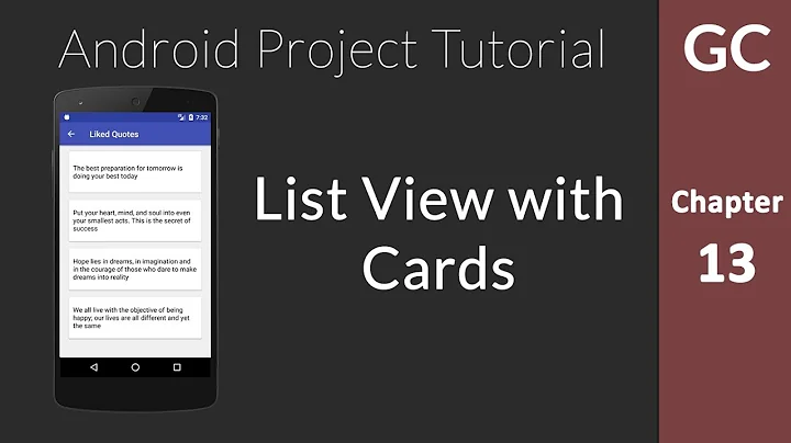 Android Tutorial 13: ListView with Cards using Custom Array Adapter