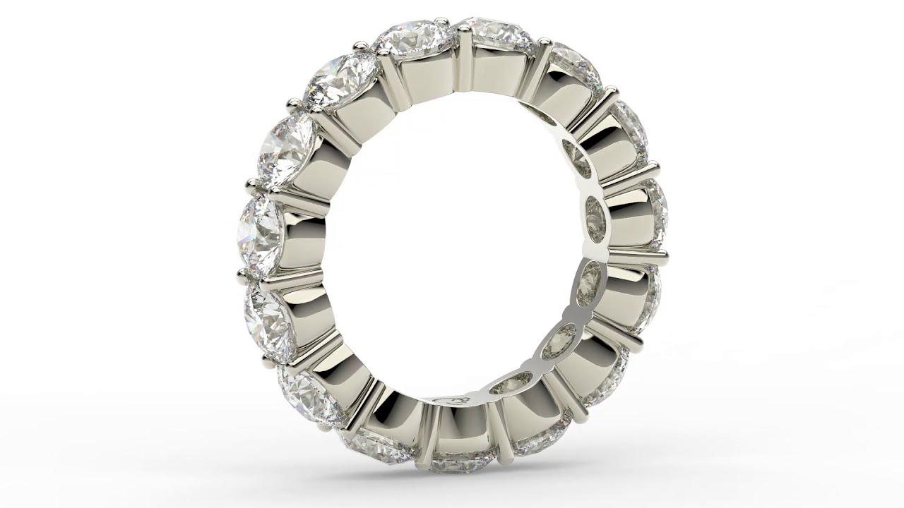 Eternity Ring with Prong Set Round Diamonds - GIA Certified Round Diamond Eternity Band