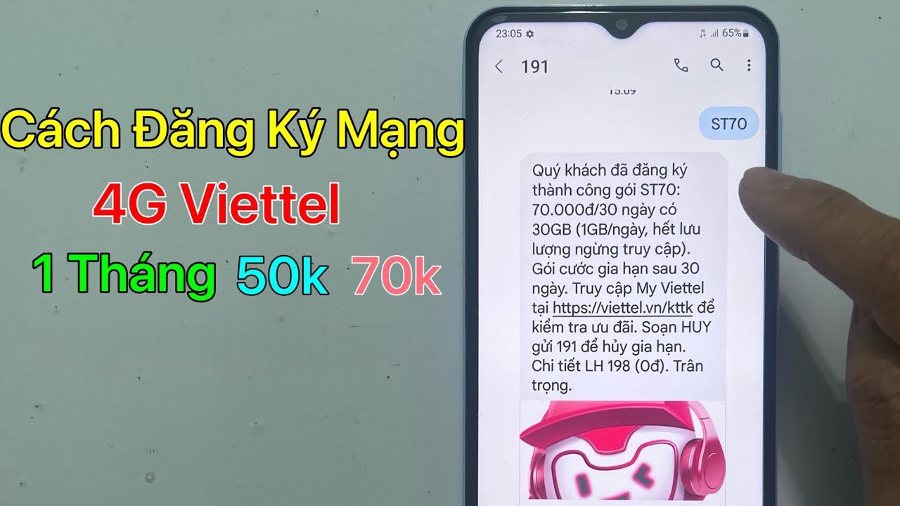 Cách đăng ký mạng 4G Viettel 1 Tháng 50k - 70k 90k... - youtube