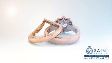Rose gold diamond rings render by Saini Creation