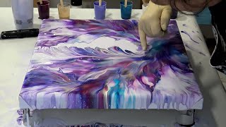 Stunning Purple, Turquoise, And Gold Dutch Pour Acrylic Painting   You'll Love It!