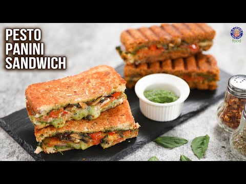 Pesto Panini Sandwich Recipe - 2 Ways | How To Make Sandwich On Tawa | Pesto Panini WIth Veggies