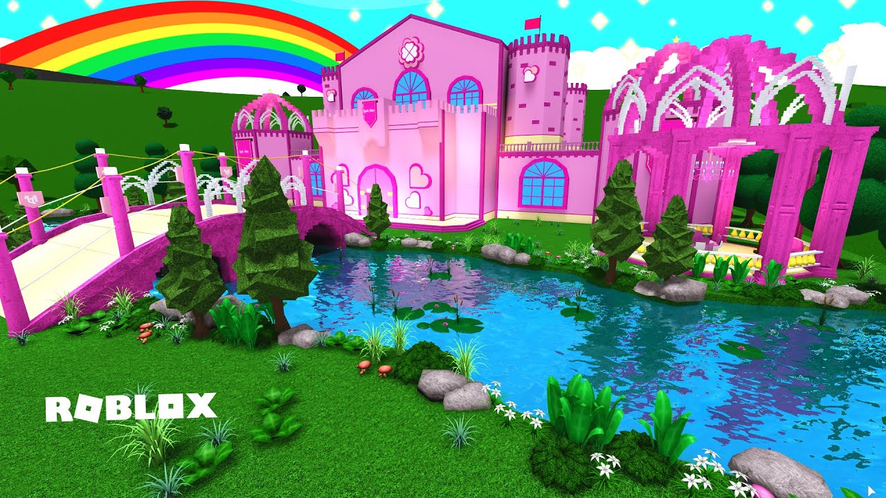 I built Leah Ashe's PINK SKY CASTLE in Bloxburg YouTube
