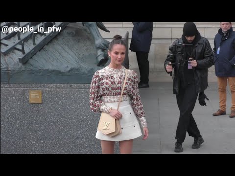 Alicia Vikander attends the Louis Vuitton Spring-Summer 2021 Show during  Paris Fashion Week in Paris