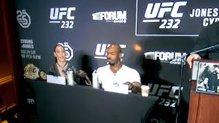 Jon Jones says Chris cyborg is a man.. watch her (his) reaction