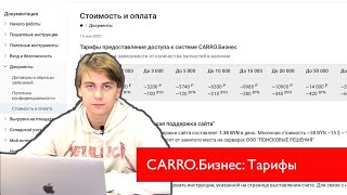 Тарифы CARRO.Бизнес, возможность создания личного сайта авторазборки