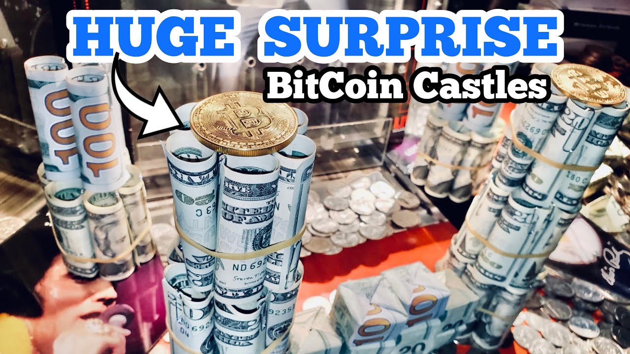 HUGE SURPRISE BITCOIN CASTLE Inside The High Limit Coin Pusher Jackpot WON  MONEY ASMR