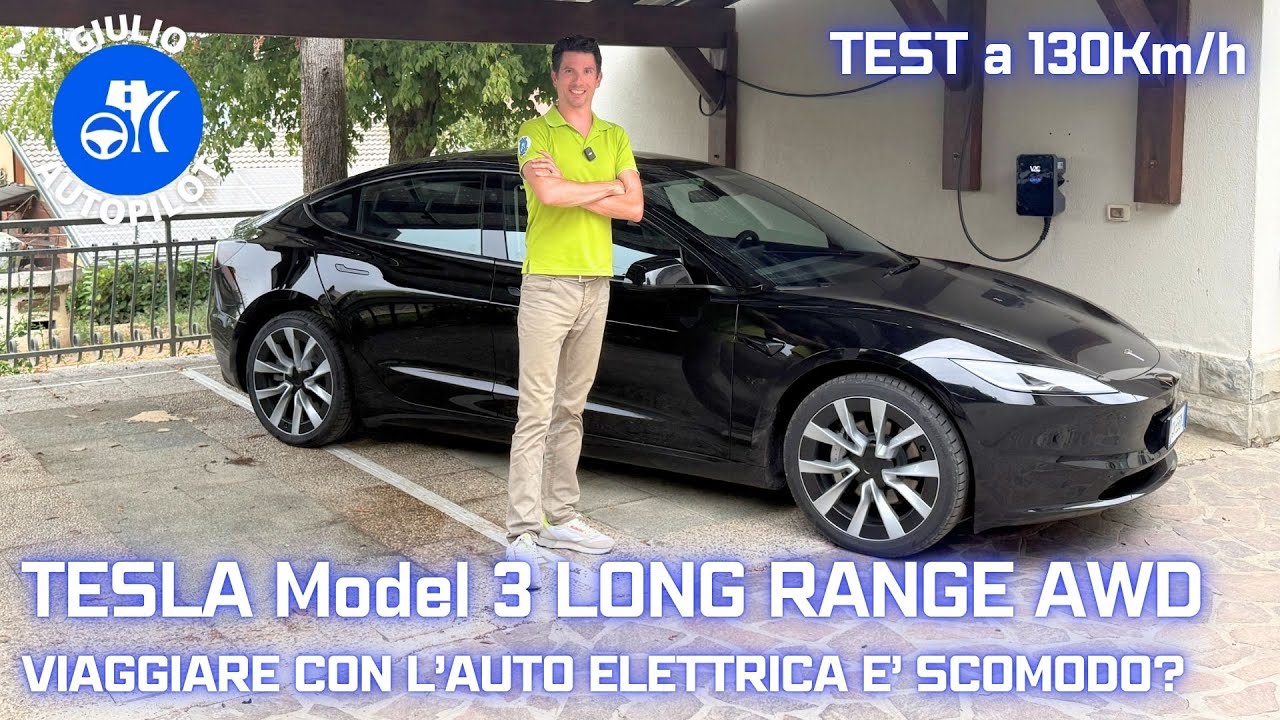 Viaggiare con l'AUTO ELETTRICA: TESLA Model 3 Highland LR AWD in AUTOSTRADA a 130km/h