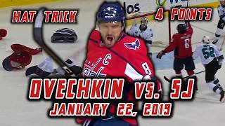 Ovechkin Nets Hat Trick In Barn Burner vs. San Jose (1/22/2019) @EveryOvechkinGoal