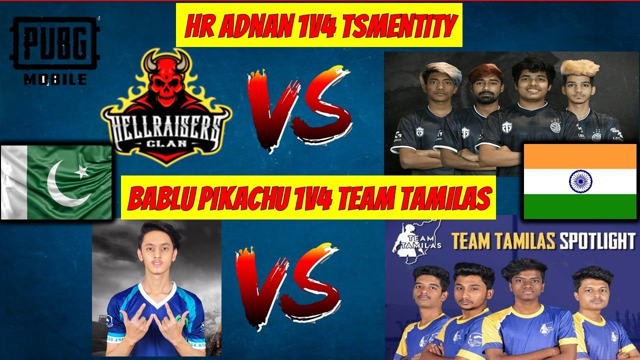 HR ADNAN 🇵🇰 VS TSM ENTITY 🇮🇳 | HRADNAN 1v4 | BABLU PIKACHU 🇵🇰 VS TEAM TAMILAS 🇮🇳