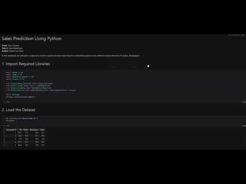 Oasis Infobyte Internship | Data Science Task 5: Sales Prediction
