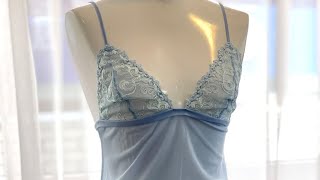 ブラスリップ♡2022 春夏コットンクラブコレクション♡  ライトブルー　lingerie cottonclub  lingerie dress  イタリアランジェリー