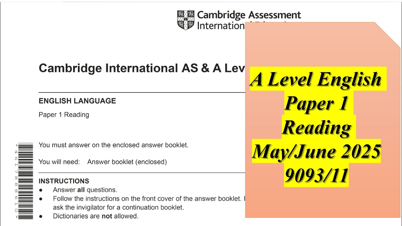 IGCSE-A and AS level English Solved Paper 1 Reading 9093/11 May/June ...