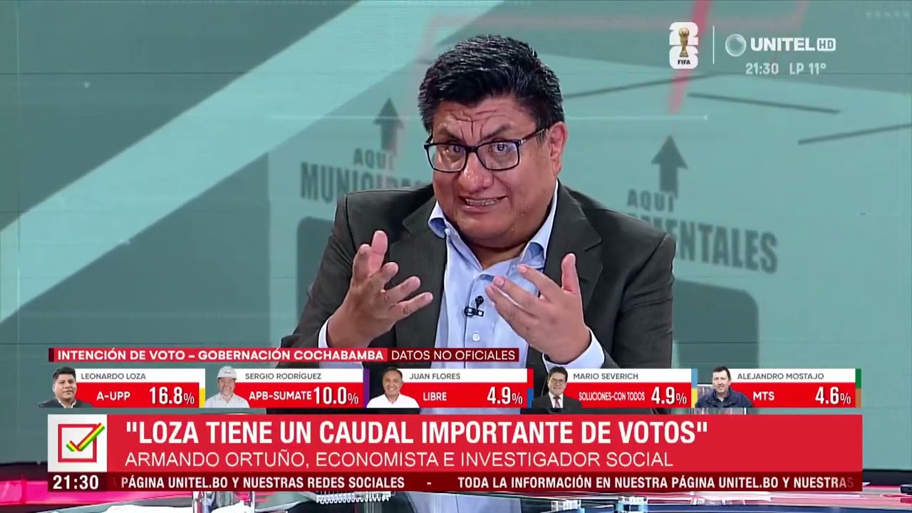 Cochabamba: Loza logra ventaja sobre Rodríguez en primera encuesta, con un alto nivel de indecisos
