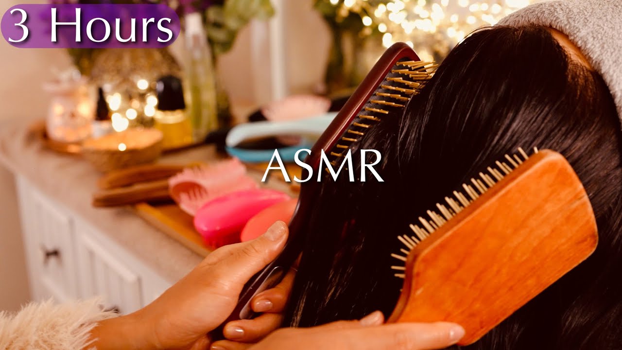 💜ASMR Hair Brushing💜 Only Hair Brushing Sounds 🌟Silent ASMR for Focus & Sleep 🌙 No Talking