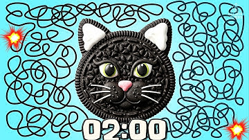 2 MINUTE Timer - BLACK CAT (COOKIE BOMB) 😺​🍪​ Classroom Countdown With Music