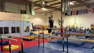Double Front dismount on Parallel Bars