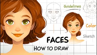 HOW TO DRAW FACES- Sketch Guidelines to Coloring- Adobe Illustrator Tutorial screenshot 4