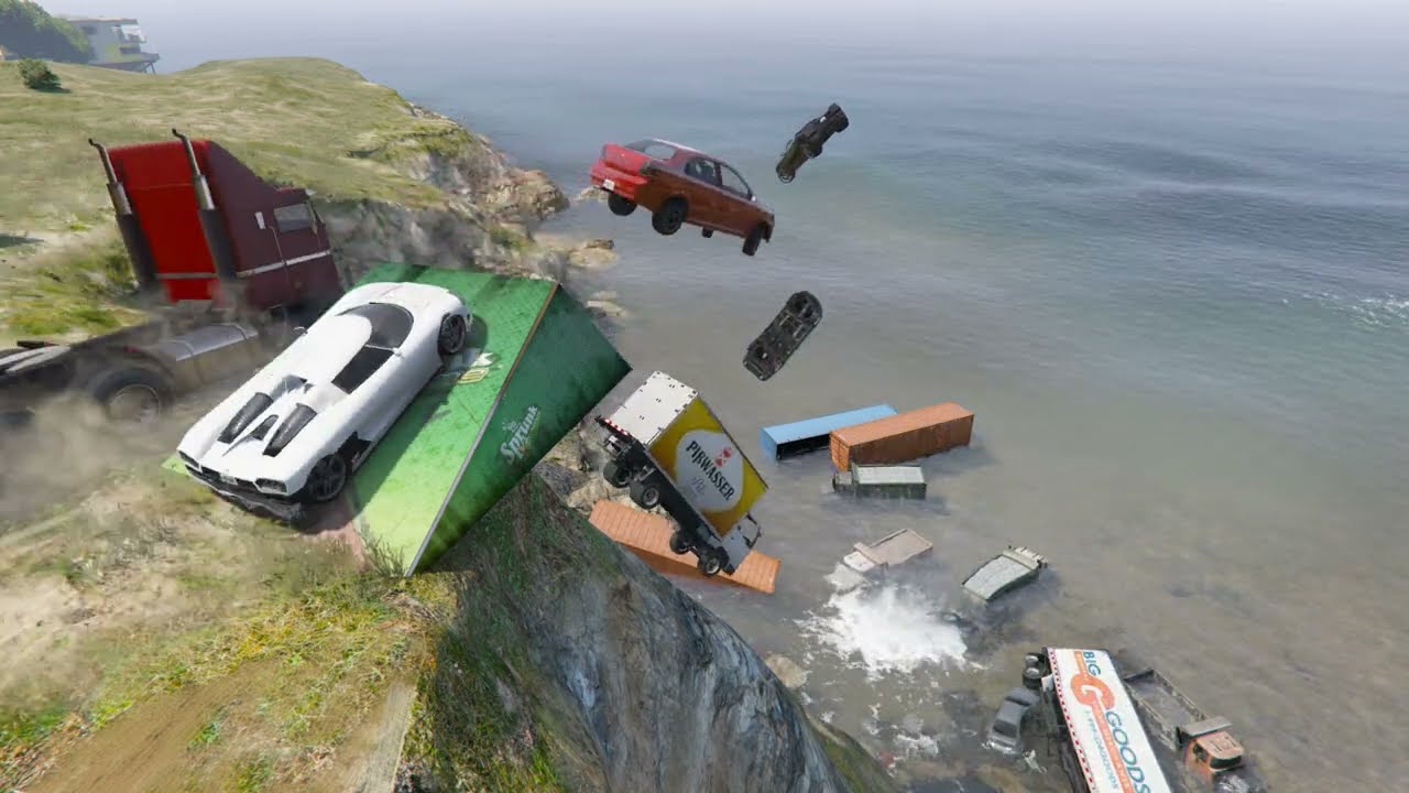 1Hour All NPCs Stunt Jump into  the Sea - Grand Theft Auto V 2025