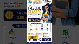FREE Demo Classes | Python, Java, Software Testing, Selenium | Kaveri Technologies | Tirupati
