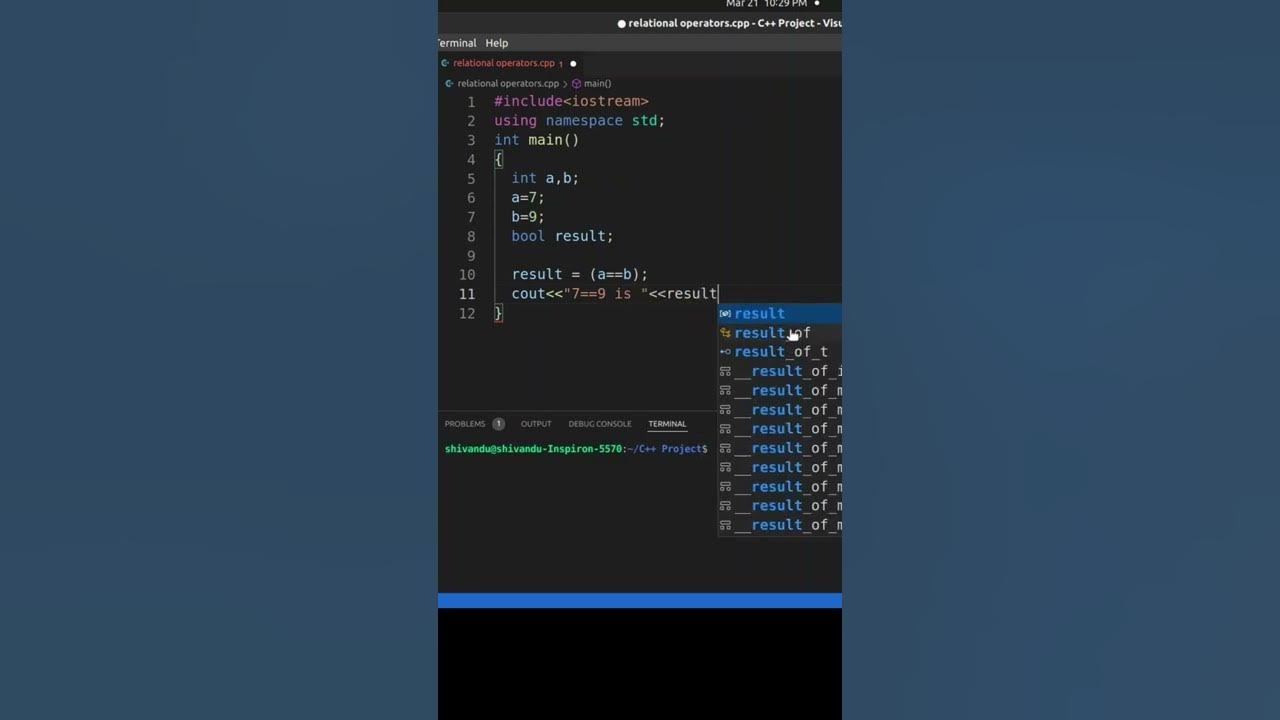 Relational Operator Program in C++ | Example of Relational Operator ...