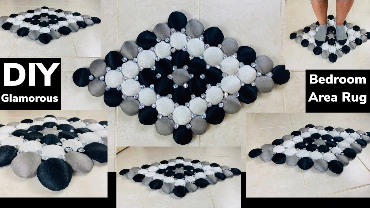 Dollar Tree & Walmart DIY || Glamorous No! Sewing! Bedroom Puffy Rug ...