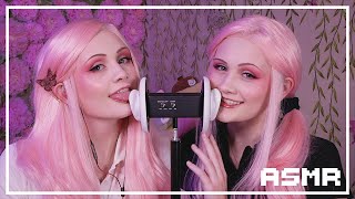 ASMR Twin Ear Eating / Licking and Mouth Sounds w/ Tongue Fluttering (NO TALKING)