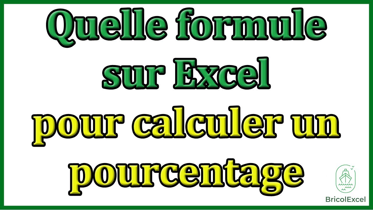 Quelle formule sur excel pour calculer un pourcentage - YouTube