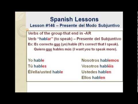 Free Spanish Lessons 146- Subjunctive Spanish -Video 1/2