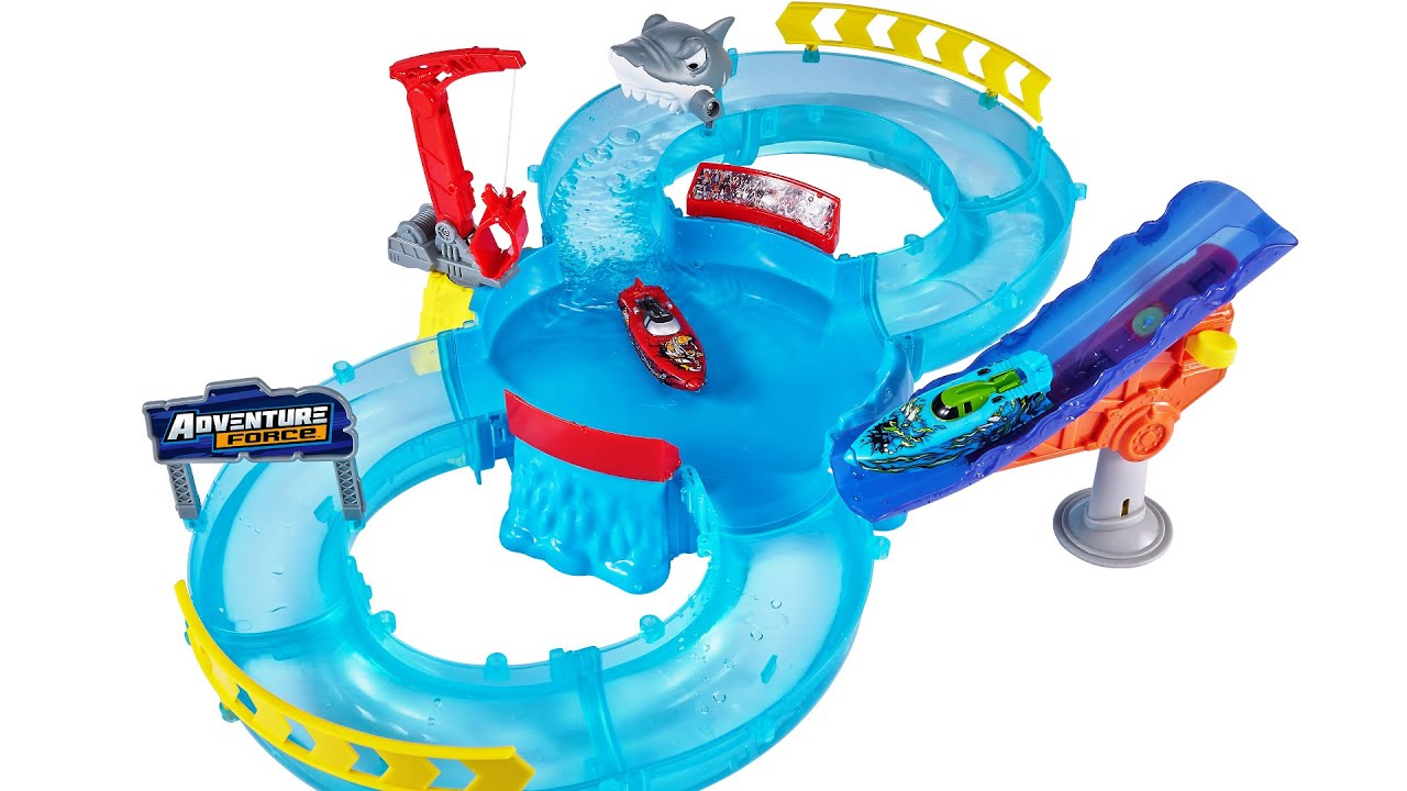 Adventure Force Shark Strike Water Raceway Play Set Unboxing Video ...