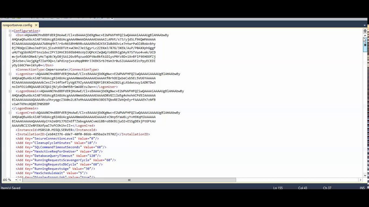 rsreportserver.config File Settings - YouTube