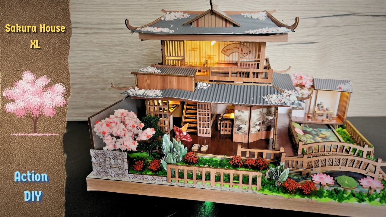XL Sakura House Miniature - Craft World | Action DIY | Relaxing