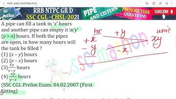 A pipe can fill a tank in ‘x’ hoursand another pipe can empty it in‘y’