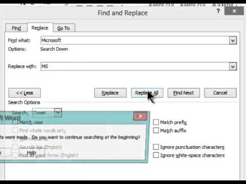 4. Replace, Undo და Redo ღილაკები ვორდში
