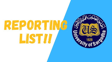 Reporting List | Admission | UOS | Facilitation Center | University of Sargodha
