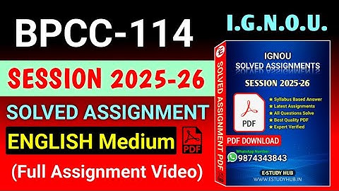 BPCC 114 Solved Assignment 2025-26 English, BPCC 114 Solved Assignment 25-26, BPCC-114 Assignment