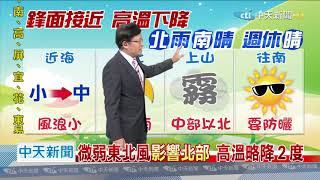 20200909中天新聞　【氣象】鋒面近北部轉雨高溫降　中南部天晴