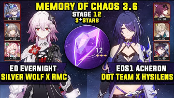 E0 Evernight Carry W/ RMC & E0 Acheron DoT Team (3 Stars) Memory Of Chaos 12 Honkai Star Rail 3.6
