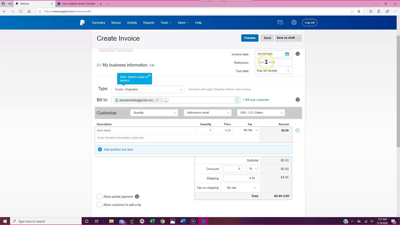 Creating A PayPal Invoice YouTube