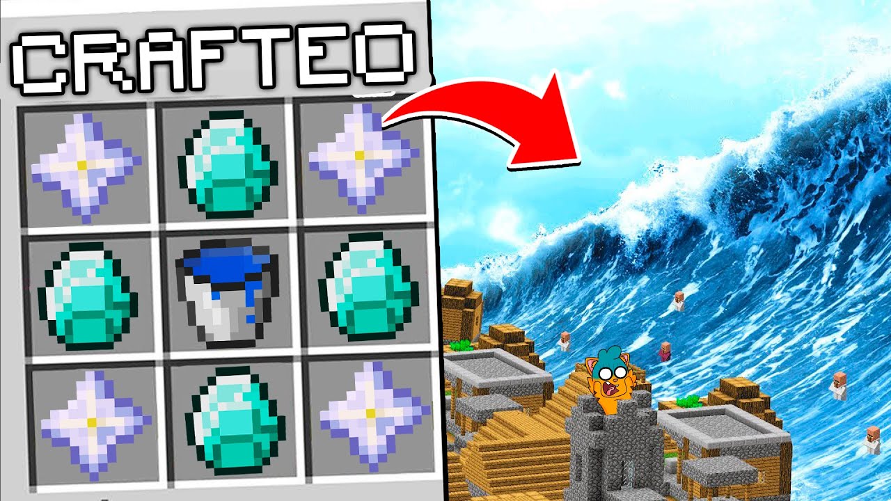 ¡COMO CRAFTEAR UN TSUNAMI EN MINECRAFT! 😨 🌊 | SRGATO Y FLORCITA10 CREAN