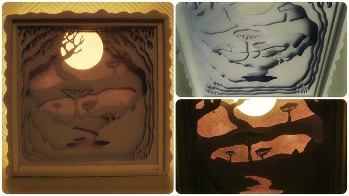 Paper cut light boxes, Indian artists 