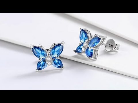 SILVERCUTE 925 Sterling Silver Butterfly Earrings for Women,Butterfly Birthstone Stud Earring Review