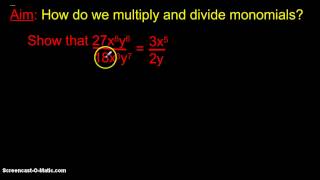 Unit 1: Polynomials Day 4: Multiplying and Dividing Monomials