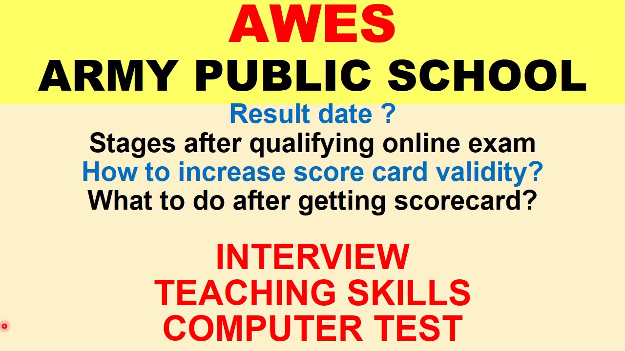ARMY PUBLIC SCHOOL 2020 JOINING PROCESS/SCORE CARD/INTERVIEW APS 2020 |AWES 2020|