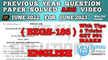 BEGS 186 Previous Year Question Paper Answer In English | Begs 186 Guess Paper June 2022