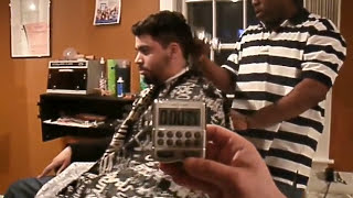 World's Fastest Haircut Attempt 66 seconds