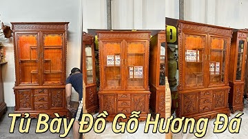 Tủ Rượu Đẹp Gỗ Hương Đá - Cánh Đục Tay Kênh Bong Sắc Nét