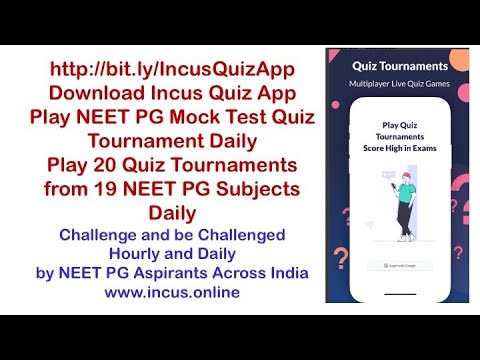 NEET PG 2021 Live YouTube Class Download Incus Quiz App http://bit.ly/IncusQuizApp