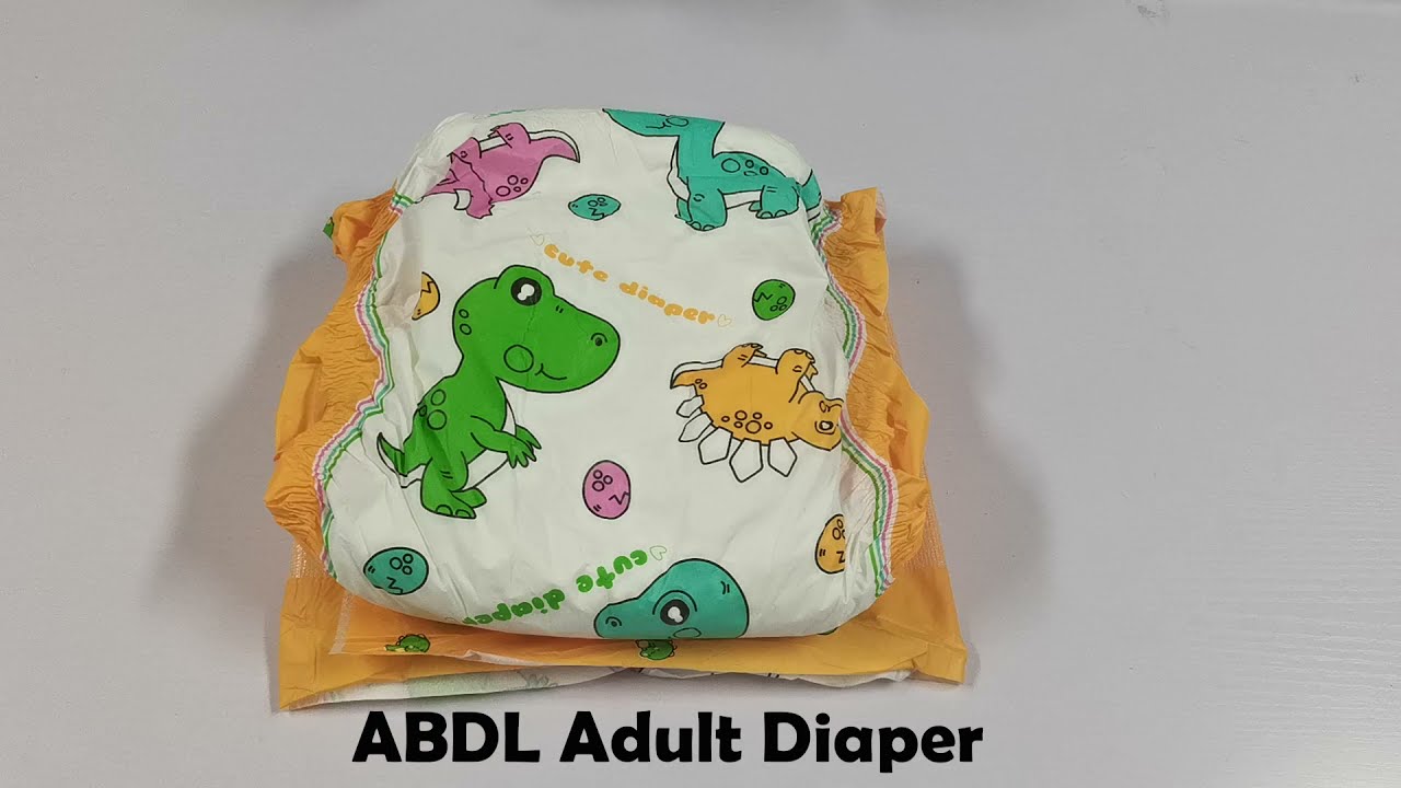 Adult diapers printed with cute animated little dinosaurs